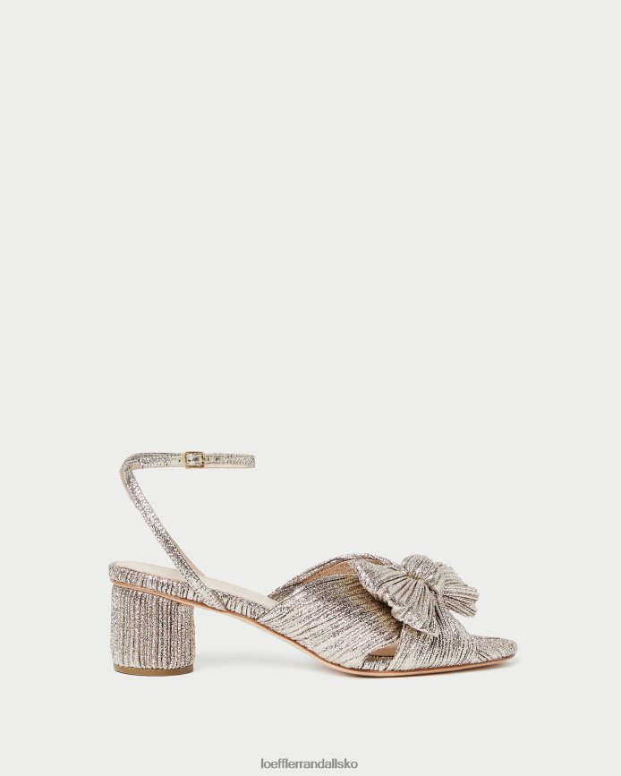 Kvinder Loeffler Randall dahlia plisseret sløjfehæl champagne sko P64XZ453