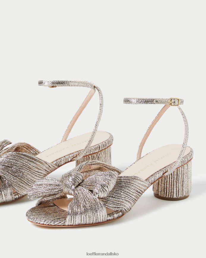 Kvinder Loeffler Randall dahlia plisseret sløjfehæl champagne sko P64XZ453