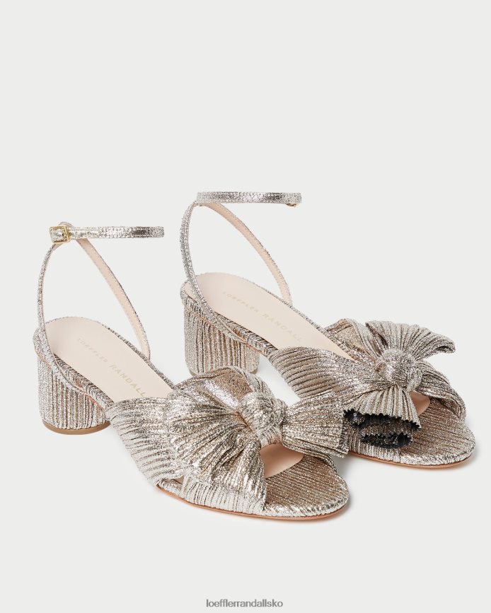 Kvinder Loeffler Randall dahlia plisseret sløjfehæl champagne sko P64XZ453