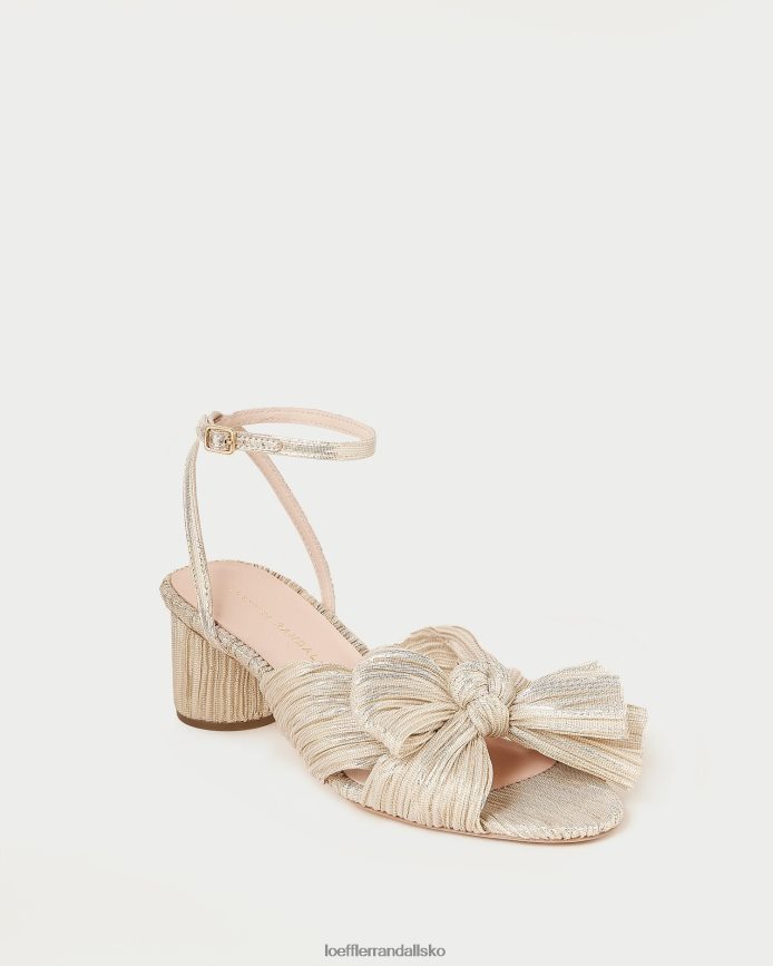 Kvinder Loeffler Randall dahlia plisseret sløjfehæl platin sko P64XZ46