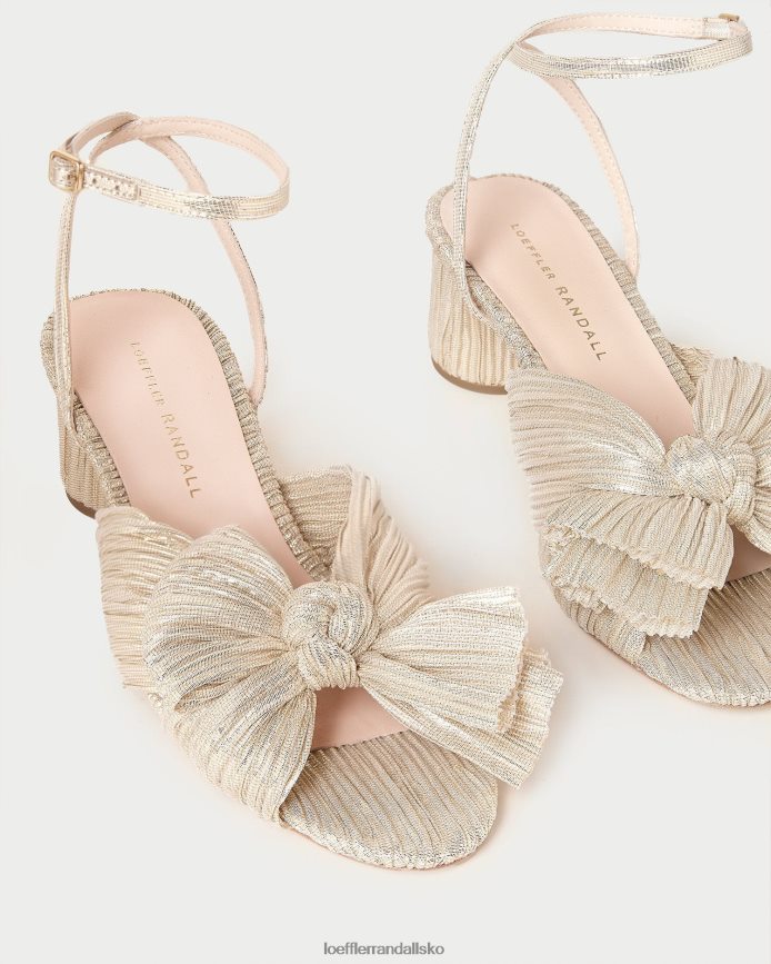 Kvinder Loeffler Randall dahlia plisseret sløjfehæl platin sko P64XZ46
