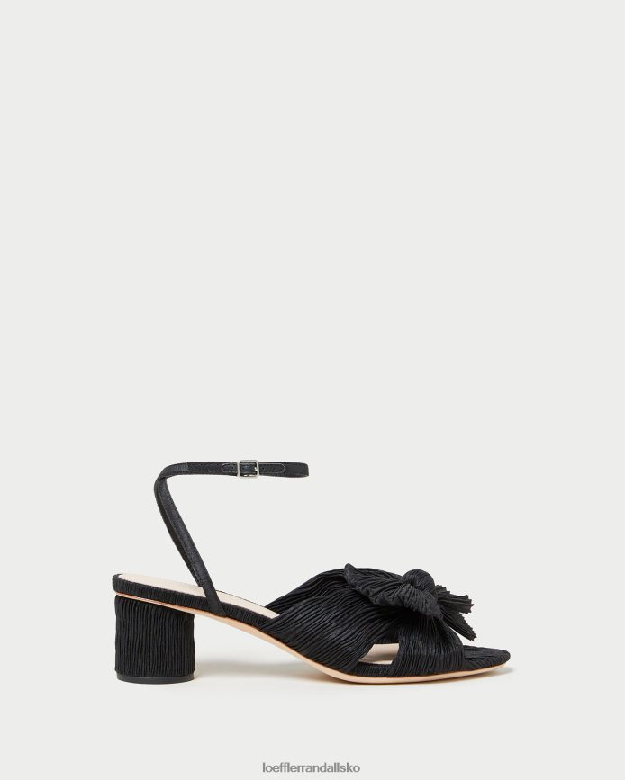 Kvinder Loeffler Randall dahlia plisseret sløjfehæl sort sko P64XZ425
