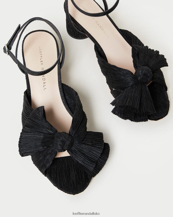 Kvinder Loeffler Randall dahlia plisseret sløjfehæl sort sko P64XZ425