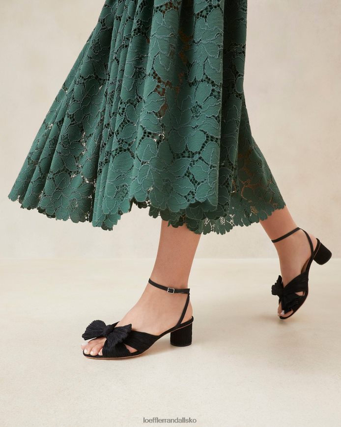 Kvinder Loeffler Randall dahlia plisseret sløjfehæl sort sko P64XZ425