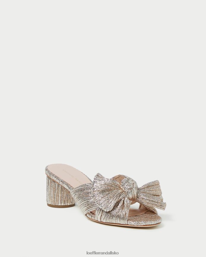 Kvinder Loeffler Randall emilia plisseret sløjfehæl champagne sko P64XZ449