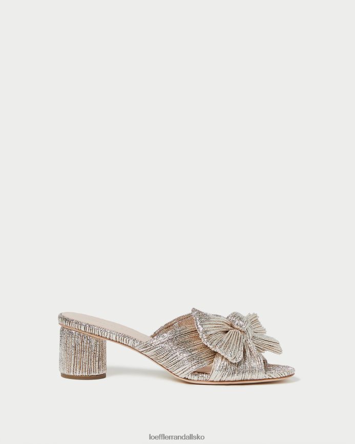 Kvinder Loeffler Randall emilia plisseret sløjfehæl champagne sko P64XZ449