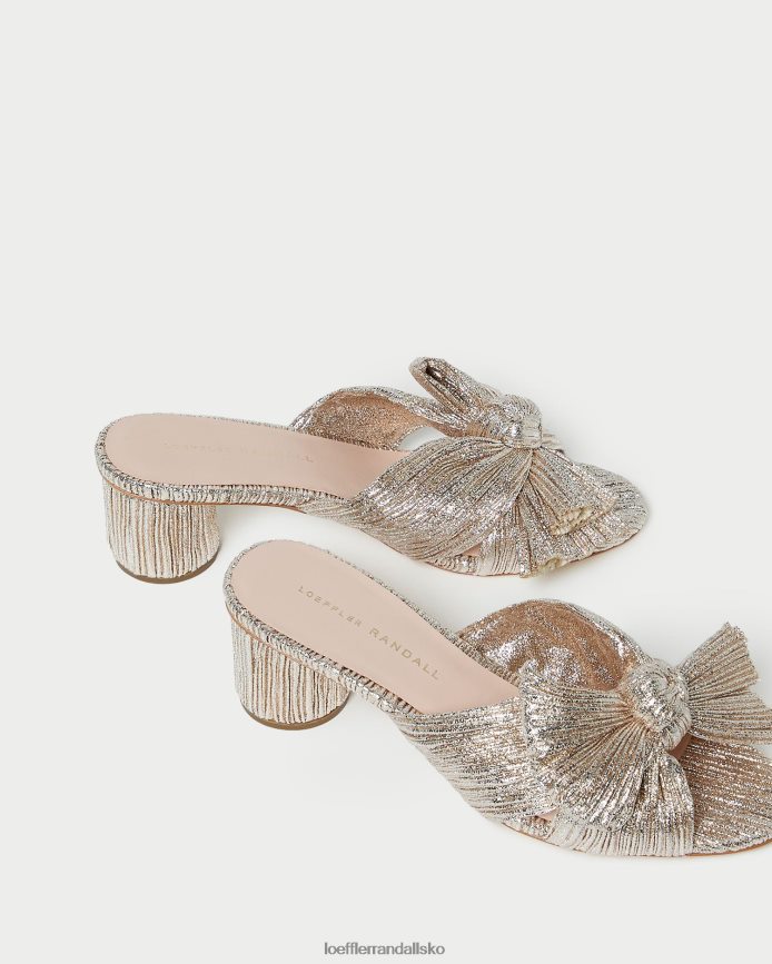 Kvinder Loeffler Randall emilia plisseret sløjfehæl champagne sko P64XZ449