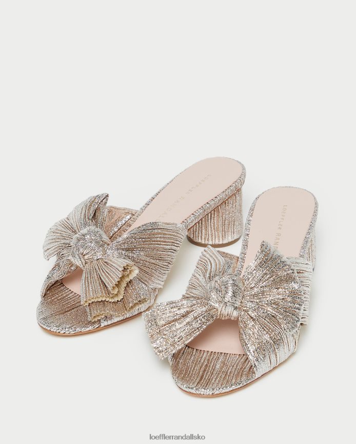Kvinder Loeffler Randall emilia plisseret sløjfehæl champagne sko P64XZ449