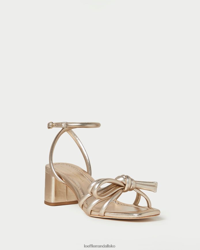 Kvinder Loeffler Randall mikel sløjfe sandal med mellemhæl champagne sko P64XZ422