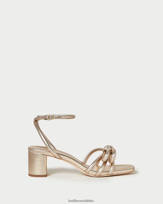 Kvinder Loeffler Randall mikel sløjfe sandal med mellemhæl champagne sko P64XZ422