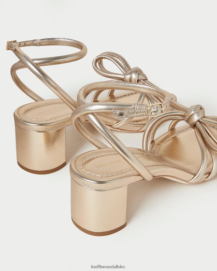 Kvinder Loeffler Randall mikel sløjfe sandal med mellemhæl champagne sko P64XZ422