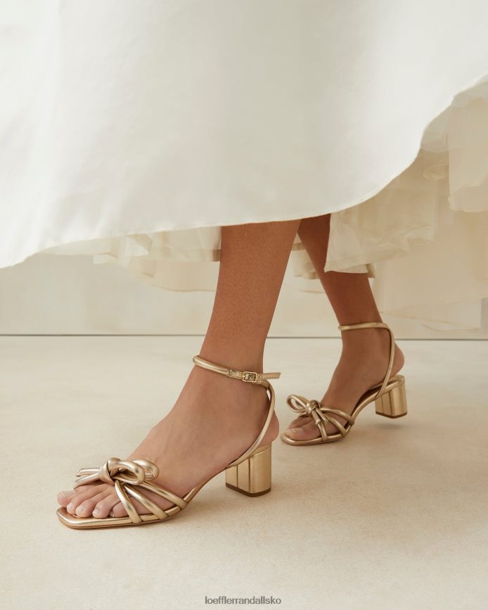 Kvinder Loeffler Randall mikel sløjfe sandal med mellemhæl champagne sko P64XZ422