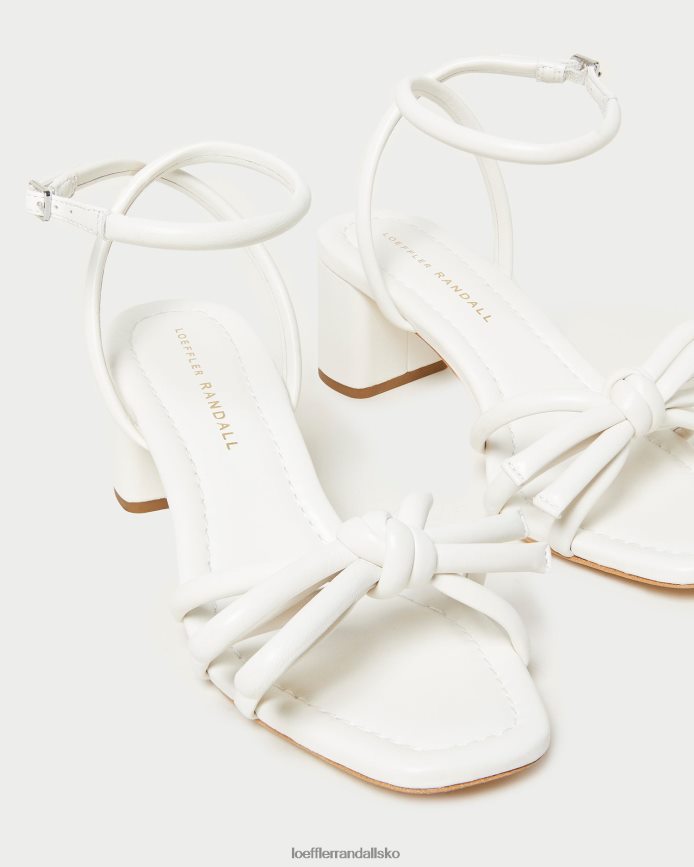 Kvinder Loeffler Randall mikel sløjfe sandal med mellemhæl hvid sko P64XZ424