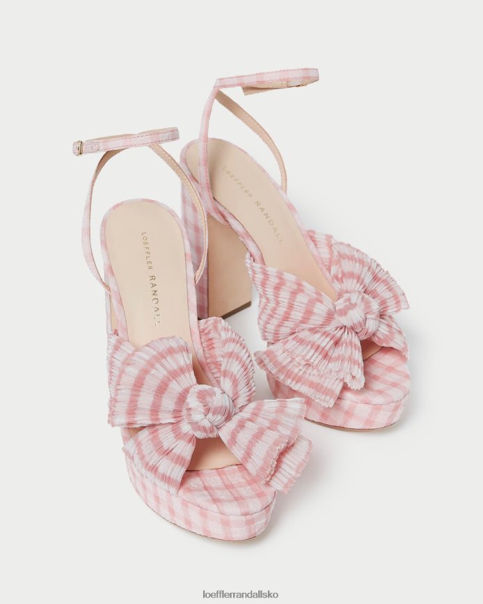 Kvinder Loeffler Randall natalia bue hæl blød pink gingham sko P64XZ482
