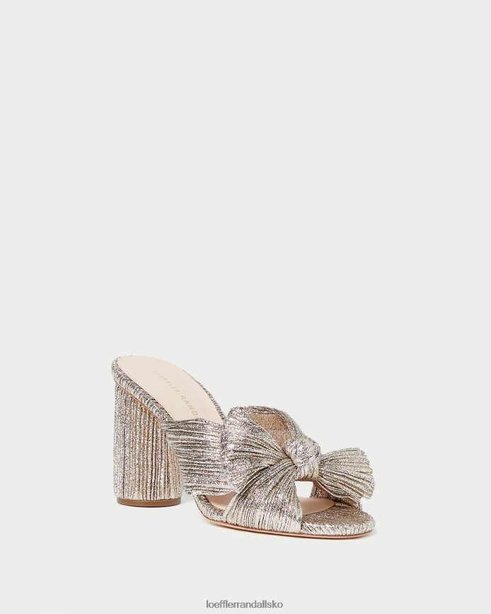Kvinder Loeffler Randall penny plisseret sløjfehæl champagne sko P64XZ469
