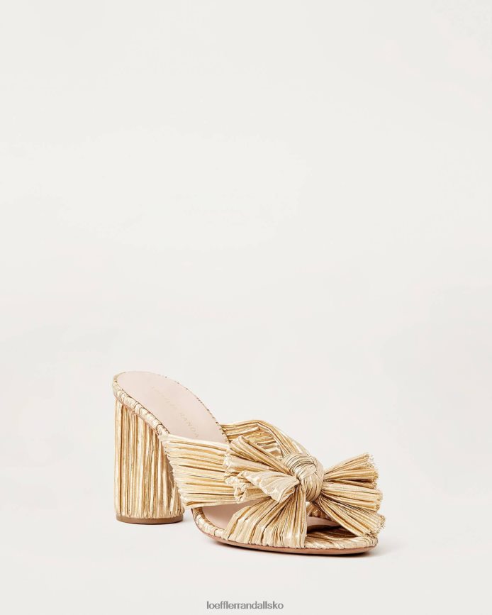 Kvinder Loeffler Randall penny plisseret sløjfehæl guld sko P64XZ48