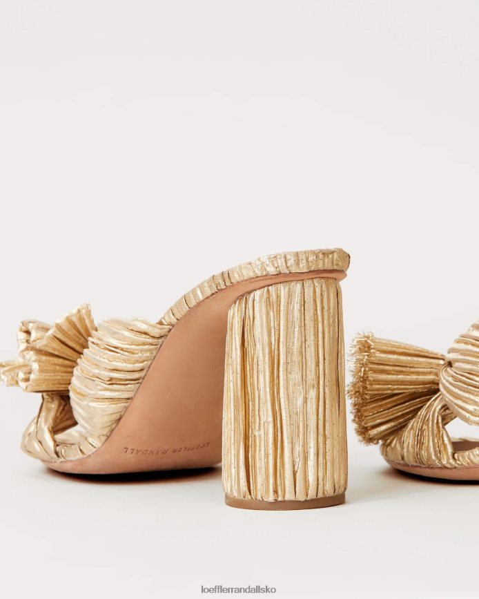 Kvinder Loeffler Randall penny plisseret sløjfehæl guld sko P64XZ48