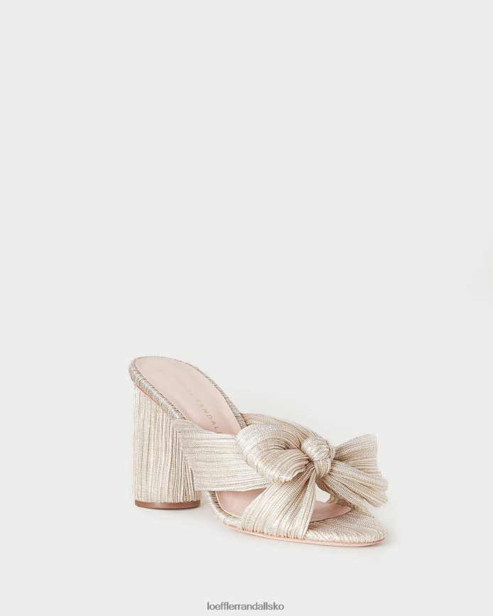 Kvinder Loeffler Randall penny plisseret sløjfehæl platin sko P64XZ410