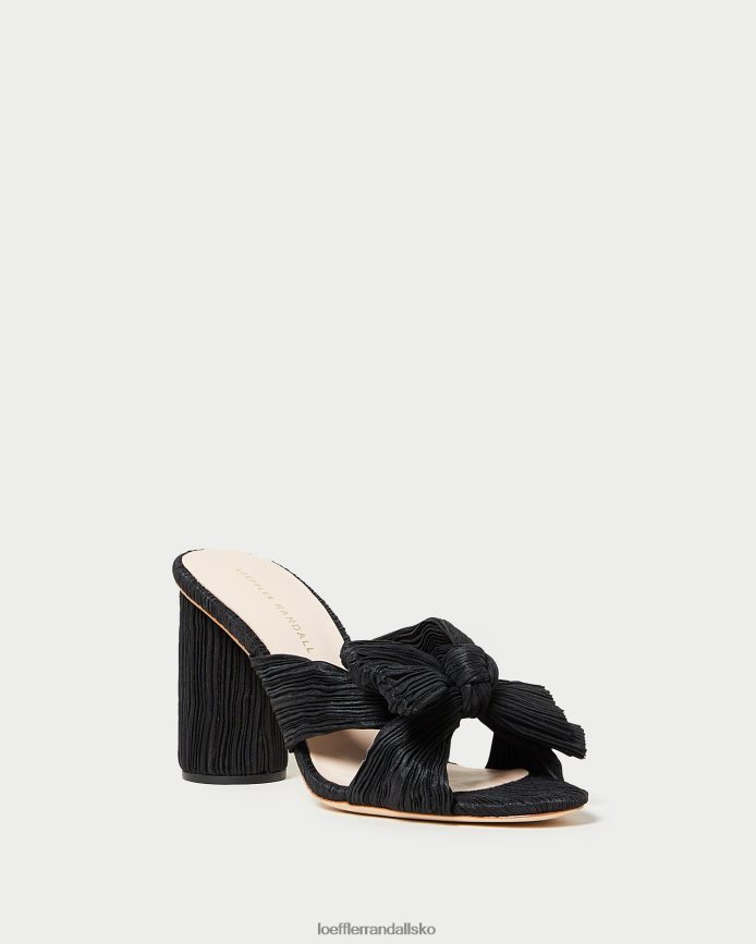 Kvinder Loeffler Randall penny plisseret sløjfehæl sort sko P64XZ443