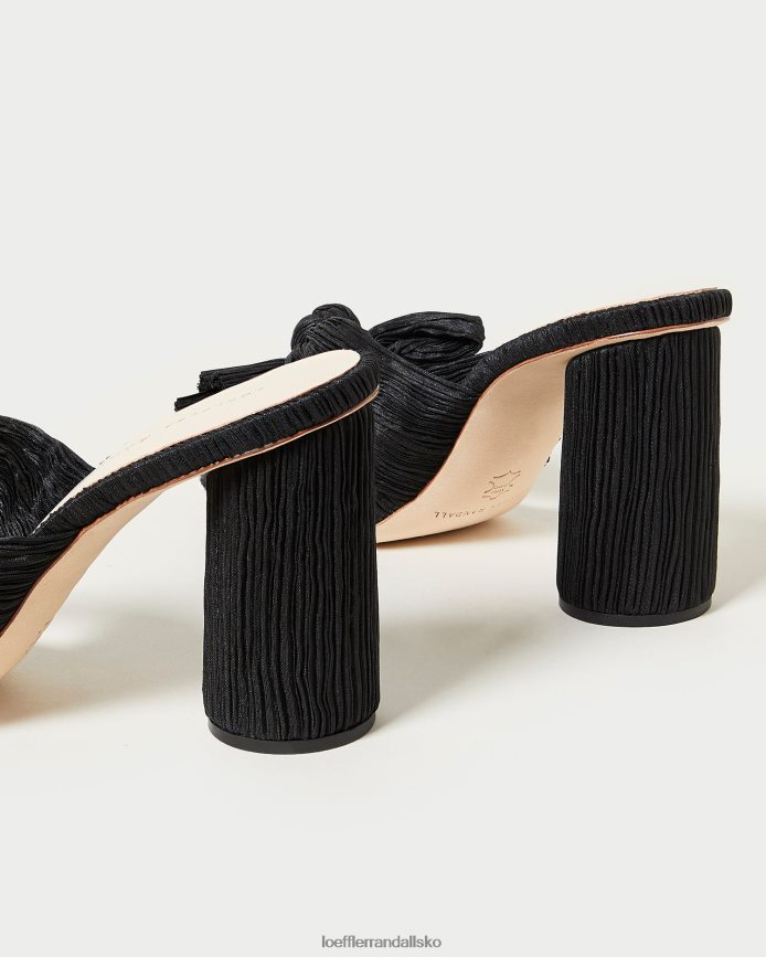 Kvinder Loeffler Randall penny plisseret sløjfehæl sort sko P64XZ443
