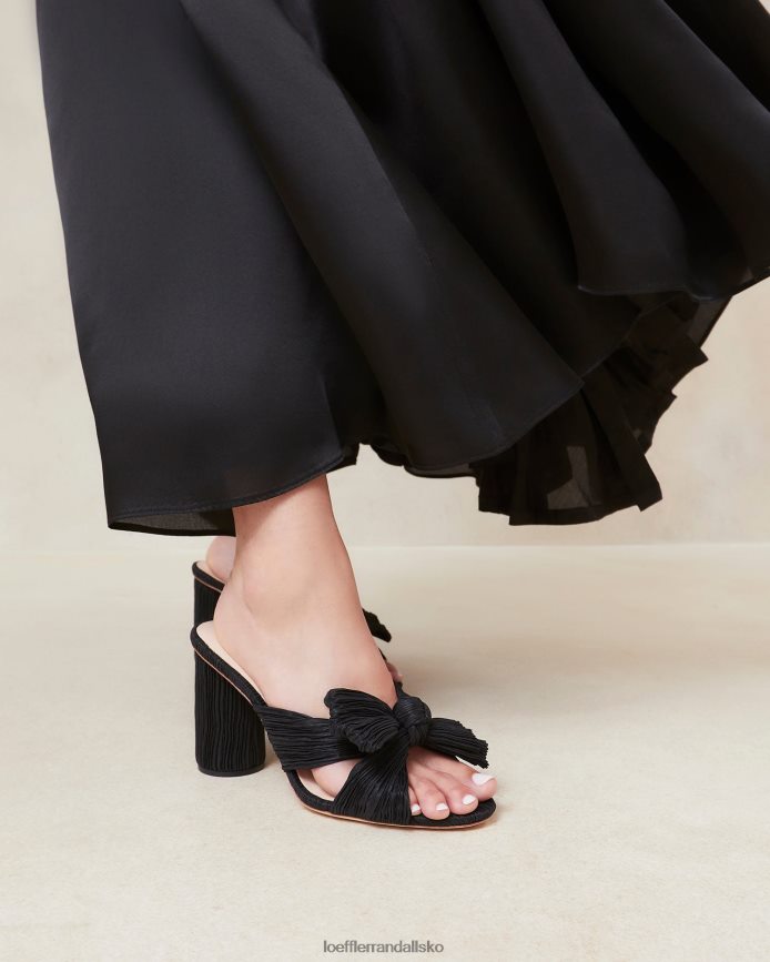 Kvinder Loeffler Randall penny plisseret sløjfehæl sort sko P64XZ443