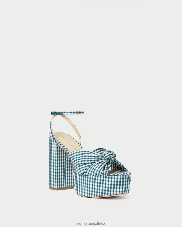 Kvinder Loeffler Randall roz knude platform mini grøn gingham sko P64XZ490