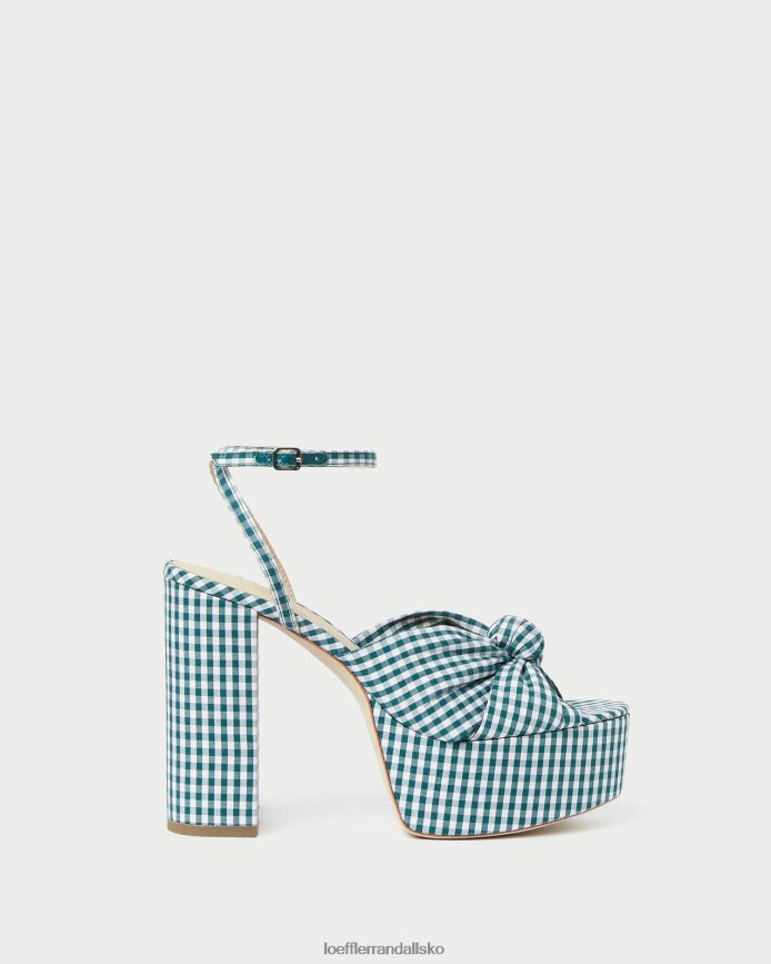 Kvinder Loeffler Randall roz knude platform mini grøn gingham sko P64XZ490