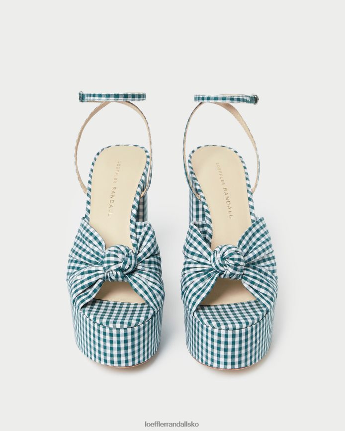 Kvinder Loeffler Randall roz knude platform mini grøn gingham sko P64XZ490