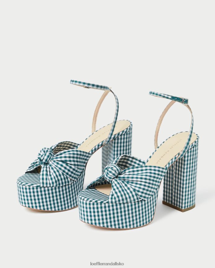 Kvinder Loeffler Randall roz knude platform mini grøn gingham sko P64XZ490