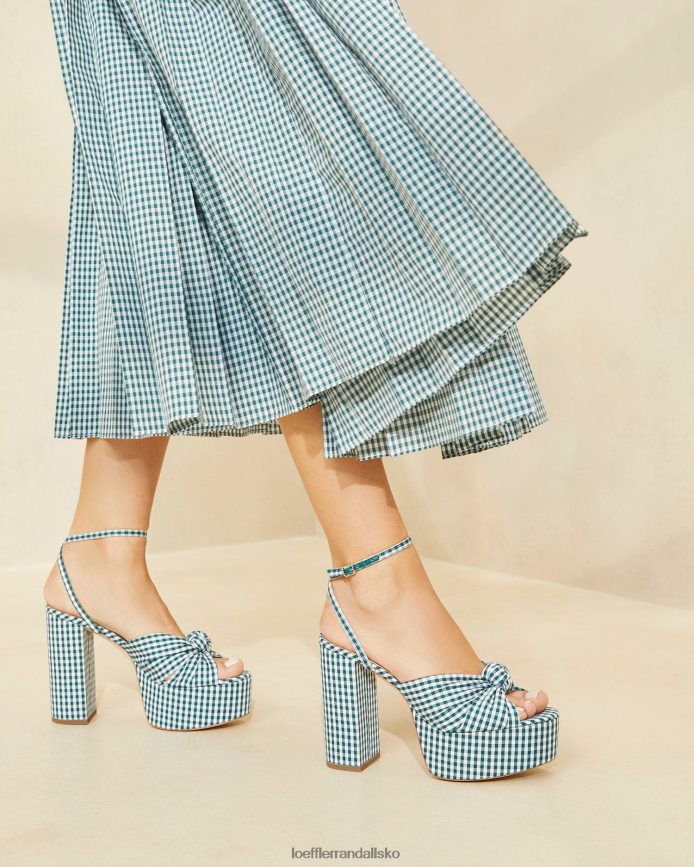 Kvinder Loeffler Randall roz knude platform mini grøn gingham sko P64XZ490