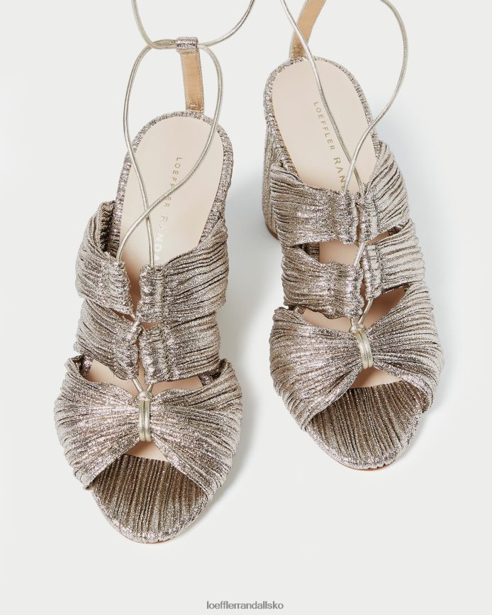 Kvinder Loeffler Randall teresa plisseret sandal med snøre champagne sko P64XZ495