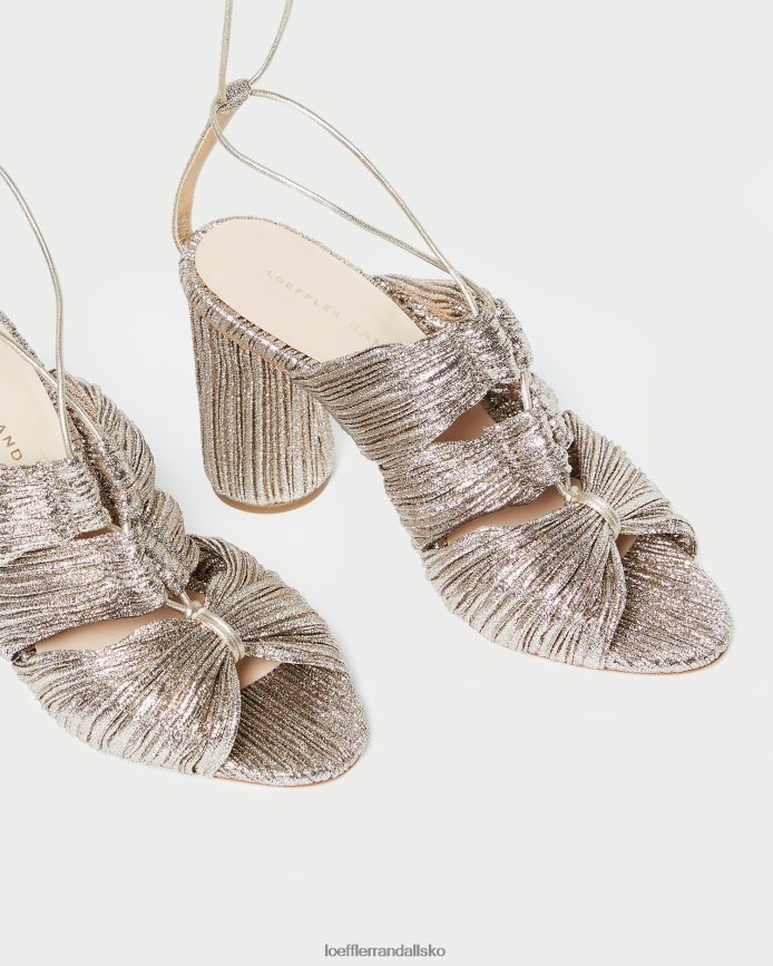 Kvinder Loeffler Randall teresa plisseret sandal med snøre champagne sko P64XZ495
