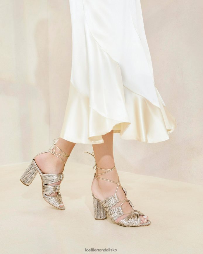 Kvinder Loeffler Randall teresa plisseret sandal med snøre champagne sko P64XZ495