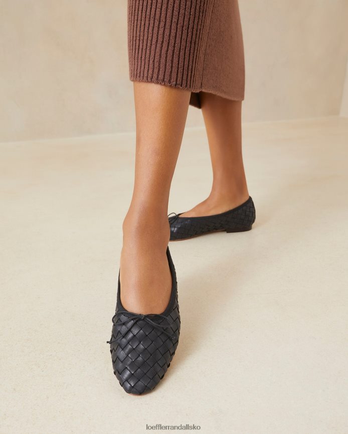 Kvinder Loeffler Randall landry vævet ballet flad sort sko P64XZ4306