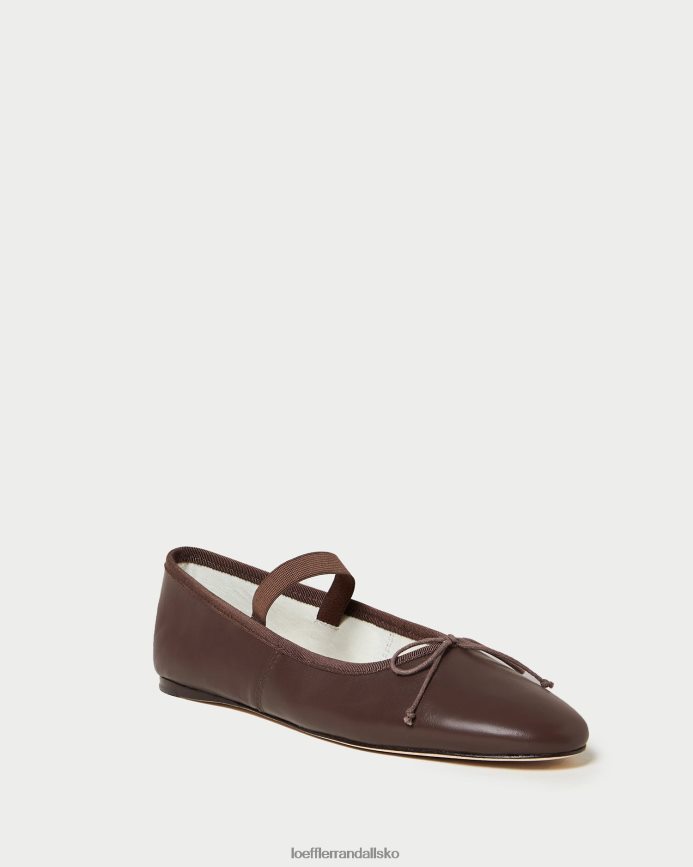 Kvinder Loeffler Randall leonie ballet flad chokolade læder sko P64XZ4296