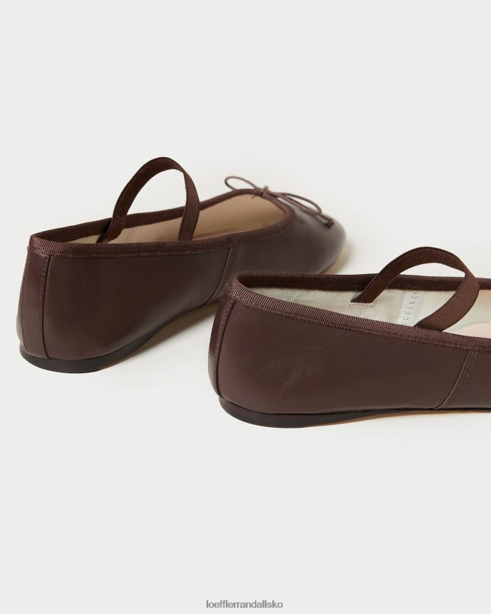 Kvinder Loeffler Randall leonie ballet flad chokolade læder sko P64XZ4296