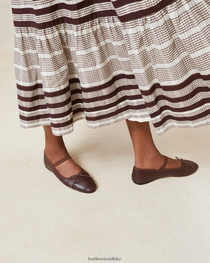 Kvinder Loeffler Randall leonie ballet flad chokolade læder sko P64XZ4296