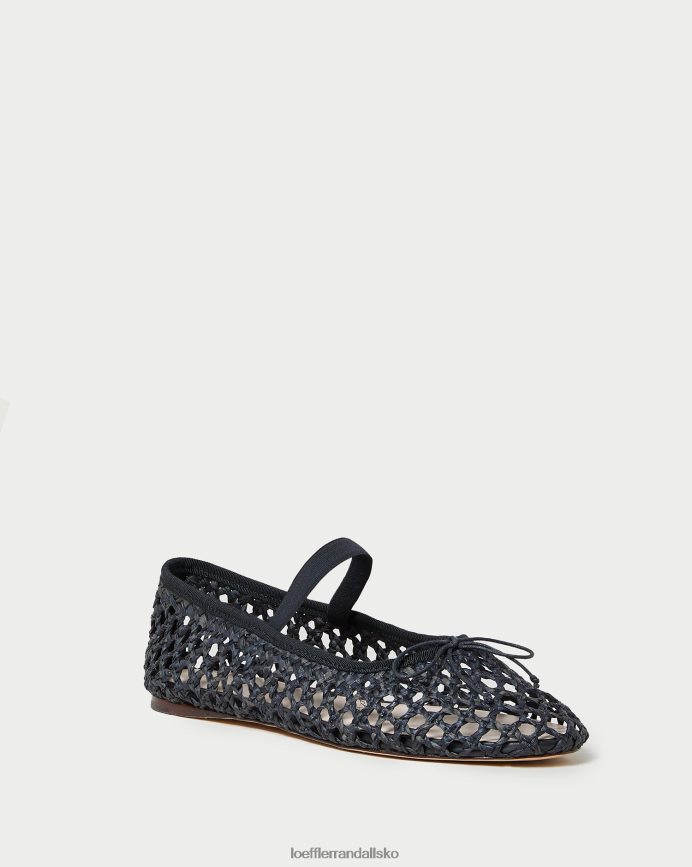 Kvinder Loeffler Randall leonie ballet flad sort hækling sko P64XZ4301