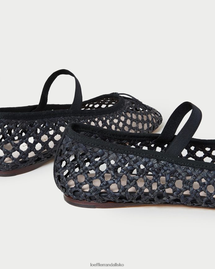 Kvinder Loeffler Randall leonie ballet flad sort hækling sko P64XZ4301