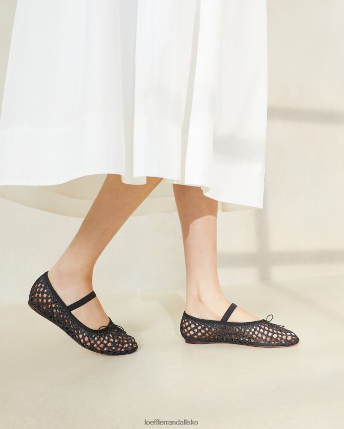 Kvinder Loeffler Randall leonie ballet flad sort hækling sko P64XZ4301