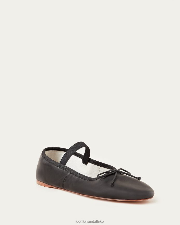 Kvinder Loeffler Randall leonie ballet flad sort læder sko P64XZ4293