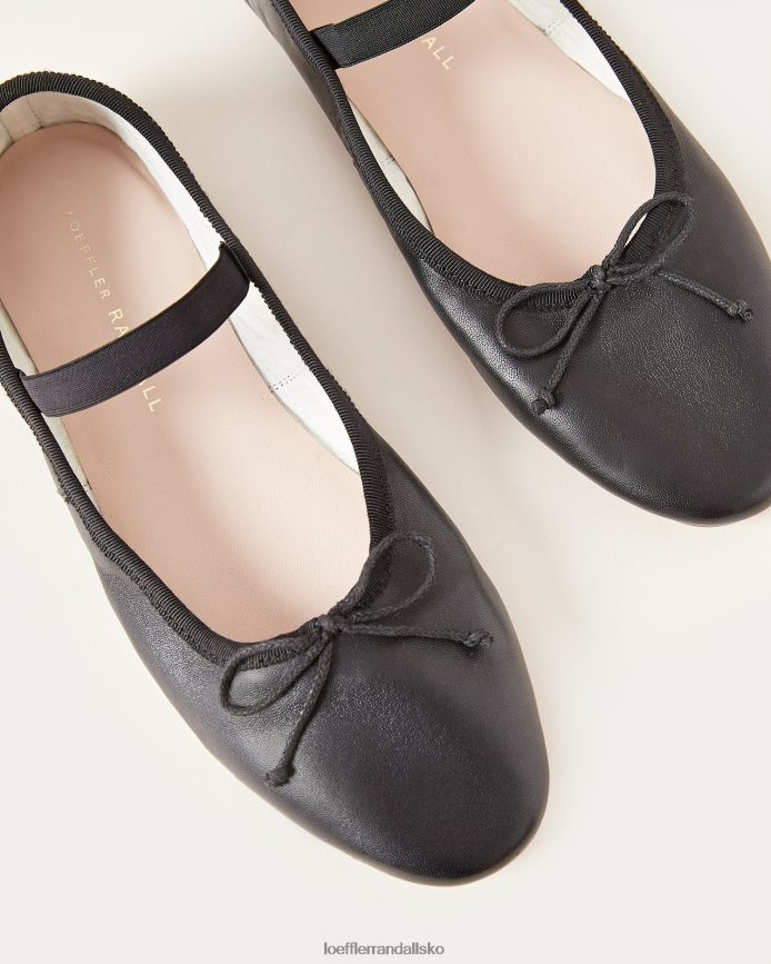Kvinder Loeffler Randall leonie ballet flad sort læder sko P64XZ4293