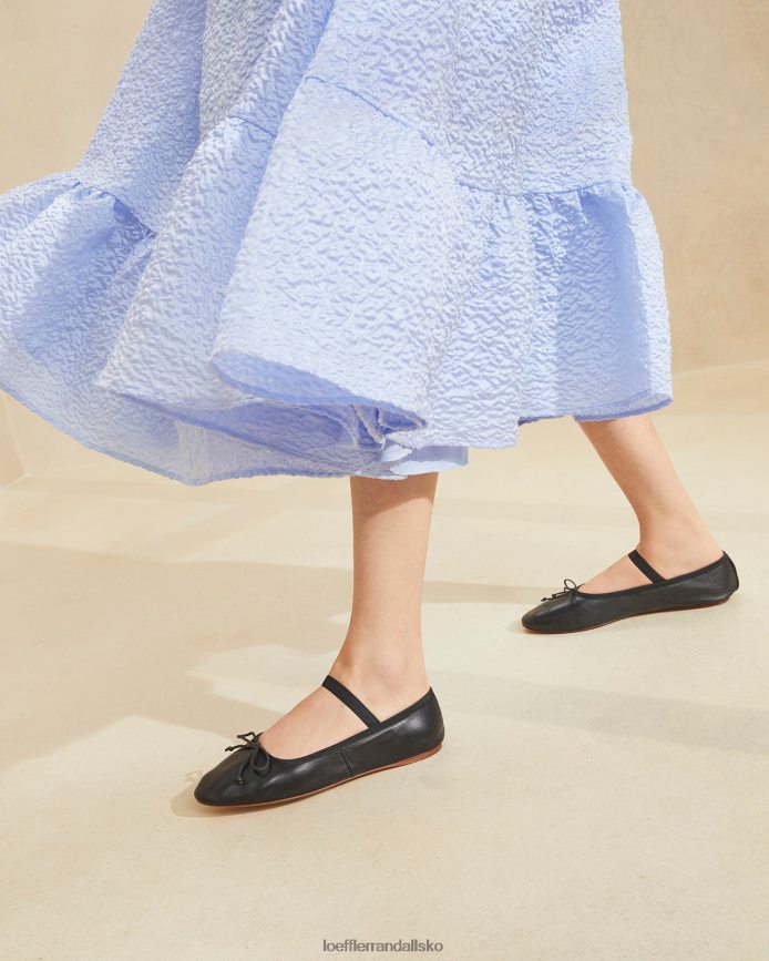 Kvinder Loeffler Randall leonie ballet flad sort læder sko P64XZ4293