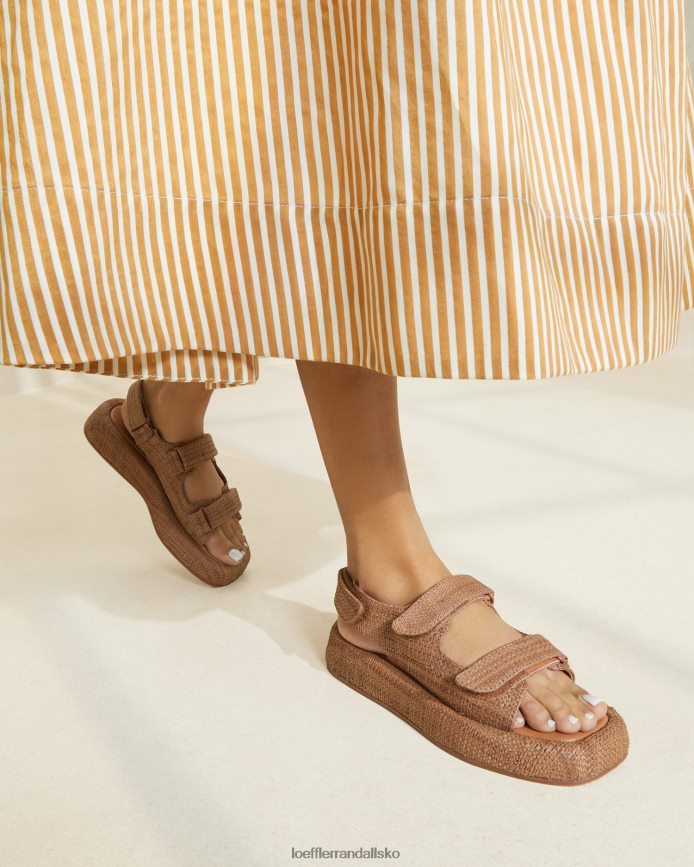 Kvinder Loeffler Randall blaise raffia platformssandal Brun sko P64XZ4110