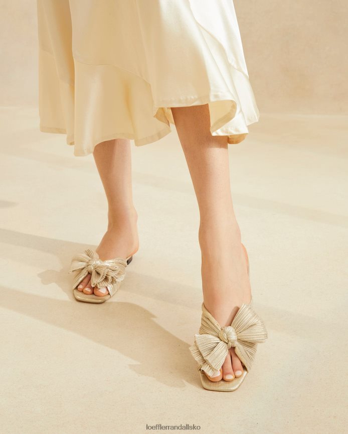 Kvinder Loeffler Randall daphne plisseret sløjfe platin sko P64XZ4100