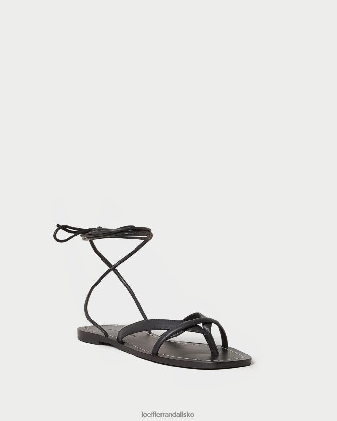 Kvinder Loeffler Randall lilla thong wrap sandal sort sko P64XZ4114