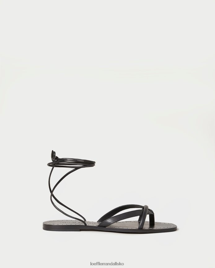 Kvinder Loeffler Randall lilla thong wrap sandal sort sko P64XZ4114