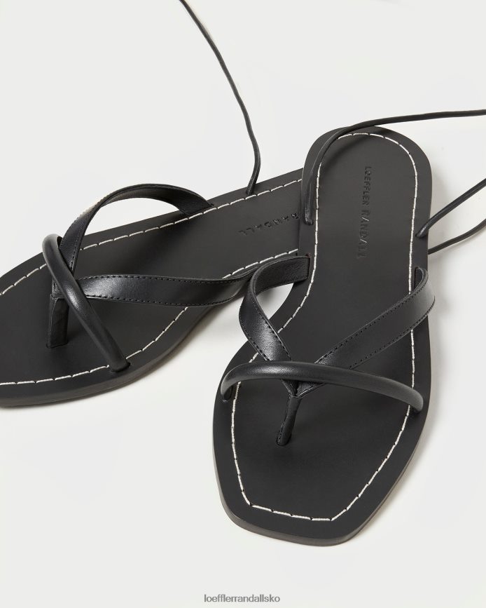 Kvinder Loeffler Randall lilla thong wrap sandal sort sko P64XZ4114