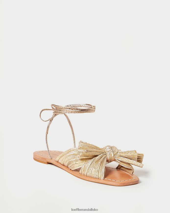 Kvinder Loeffler Randall pæon plisseret sløjfe dias guld sko P64XZ4103