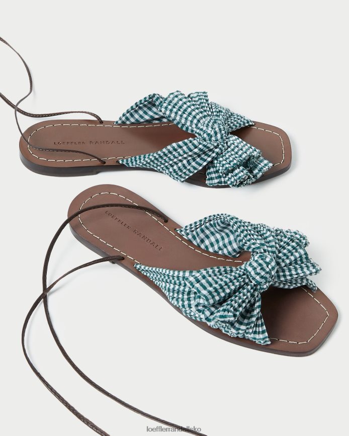 Kvinder Loeffler Randall pæonbue-rutschebane mini grøn gingham sko P64XZ4136